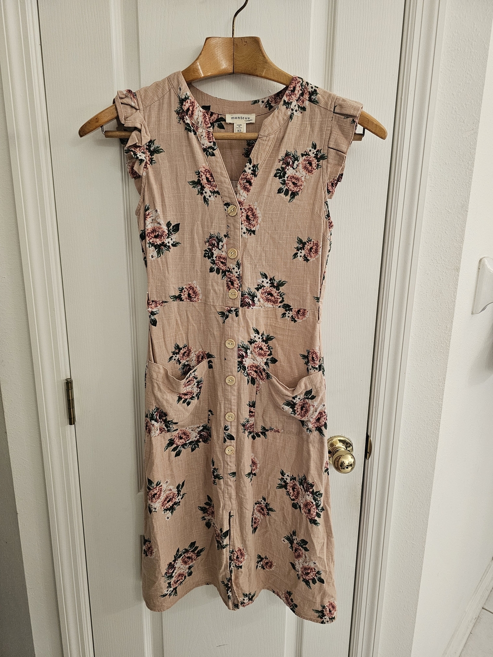 Monteau Blush Floral Button-Front Dress